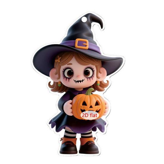 Yousheng 2D Акриловая подвеска Ведьма Готическая подвеска Мультяшная ведьма Хэллоуинское украшение для рюкзака, автомобиля, брелок-декор