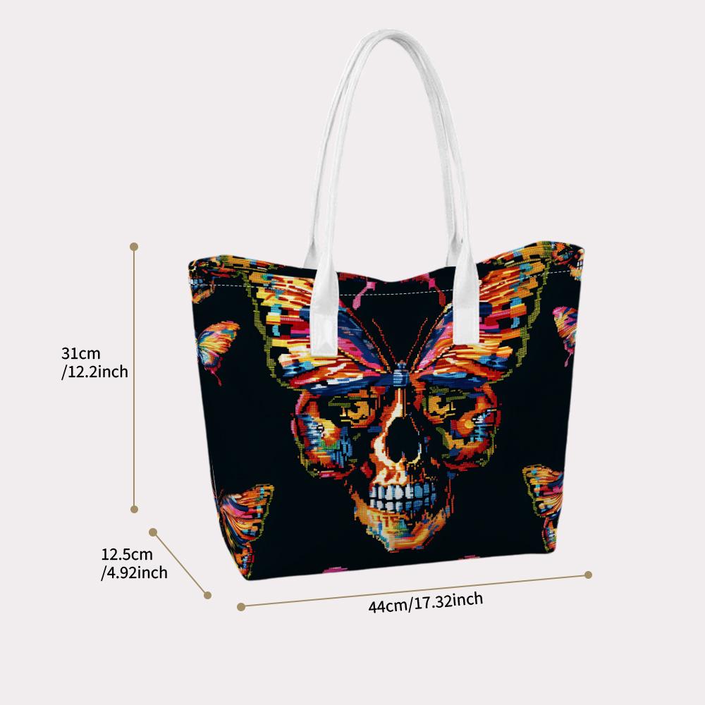 Colorful Skull Butterfly Printed Casual Fashion Women's Daily Large Capacity Tote Bag