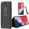 Pack 2 Tempered Glasses+ Case for Samsung Galaxy A13 - Full Black Elegant Mirror Effect Anti-Scratch Protection