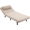 Folding Chair with Bed Function, Foldable Recliner in Linen Look, Adjustable Backrest, 75 x 70 x 75 cm, Beige