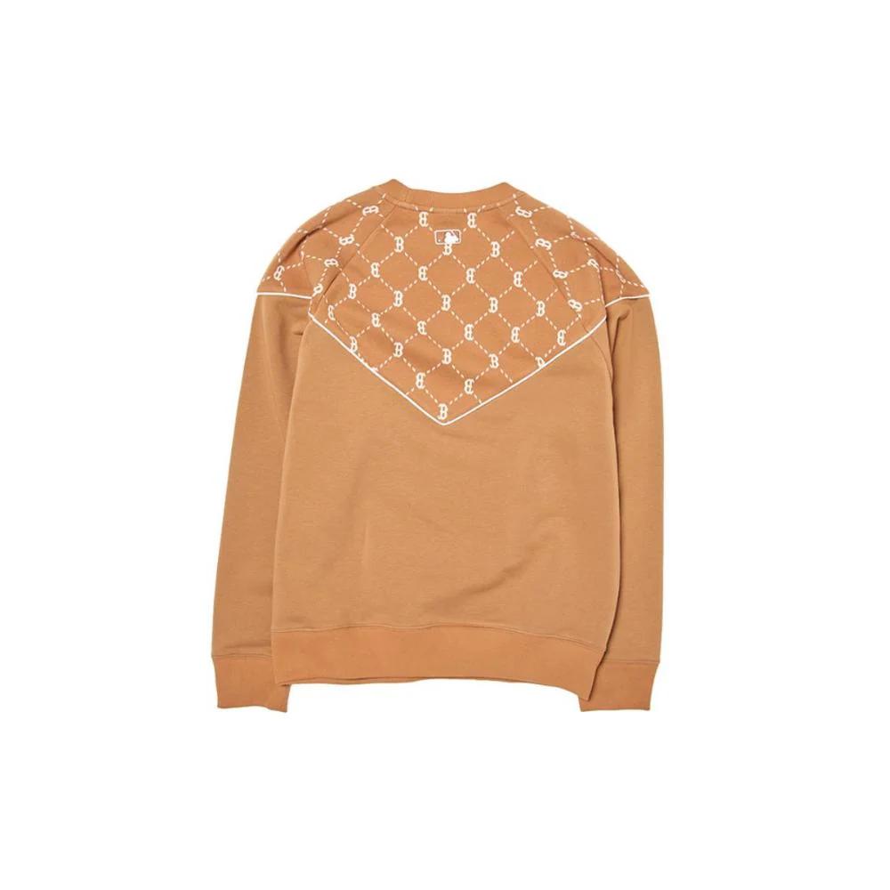 New MLB Jacquard Dia Monogram Boston Red Sox Sweatshirts Sweatshirt Unisex Camel 3AMTM1144-43CAS