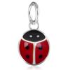 [R1926] - Silver Red 'Ladybug' Silver Pendant (rhodium) - 7x6mm