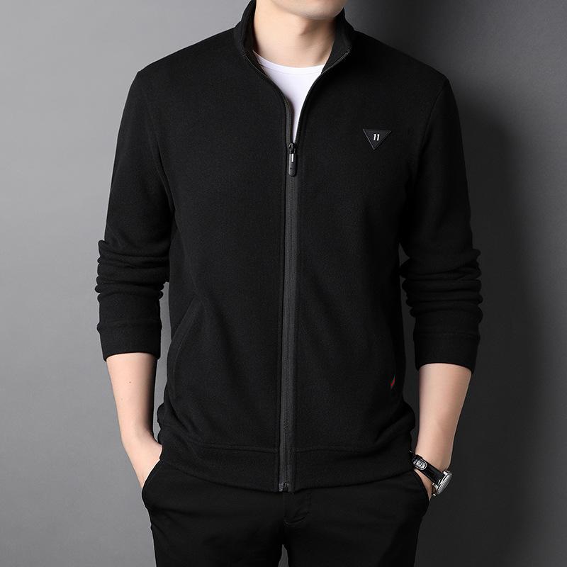 Autumn New Men's Casual Knit Cardigan Fashion Loose Solid Color Standing Collar Zipper Men's Sport Coat