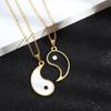 Tai Chi Vintage Yin Yang Mystical Women Gold Pendant Clavicle Chain Necklaces Jewelry