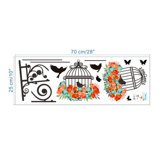 Съемная водонепроницаемая клейкая наклейка «птичья клетка» с цветком на стене дома наклейка декор комнаты