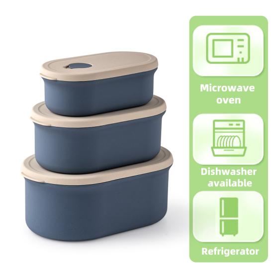 3 шт. силиконовый ланч-бокс с крышками, герметичный бенто-бокс, многоразовые контейнеры для хранения продуктов, штабелируемые контейнеры для приготовления пищи для пикника на открытом воздухе