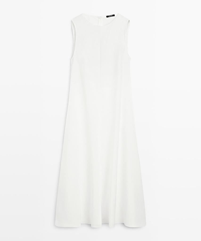 Masimodutti Linen Blend Fluid Midi Dress