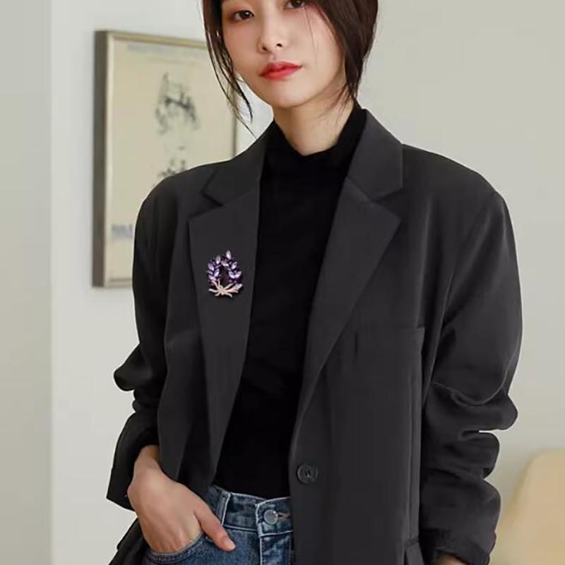 Элегантная фиолетовая брошь-цветок, классическая роскошная булавка для делового костюма для женщин и девочек, универсальная брошь, аксессуары для одежды