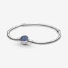 Moments Sparkling Blue Disc Clasp Snake Chain Bracelet 17 Cm