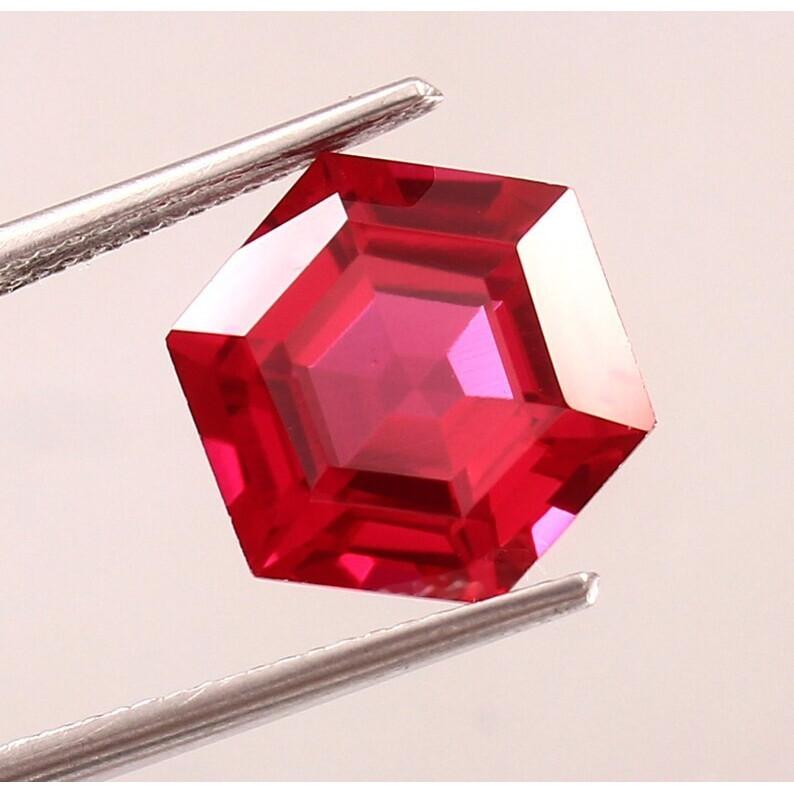 AAA 14 MM Flawless Blood Red Ruby Loose Hexagon Gemstone Cut Mozambique q196