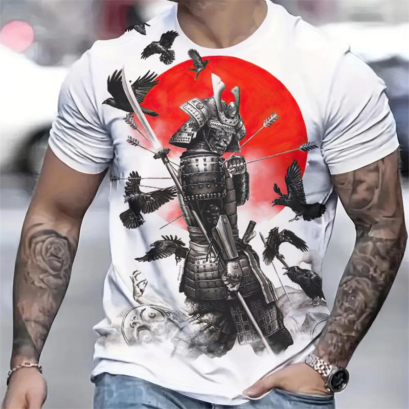 3D Printed Japan Samurai T Shirt For Men Personality Pattern T-Shirts Summer Fashion O-Neck Street Loose Tops Short Sleeve Tees