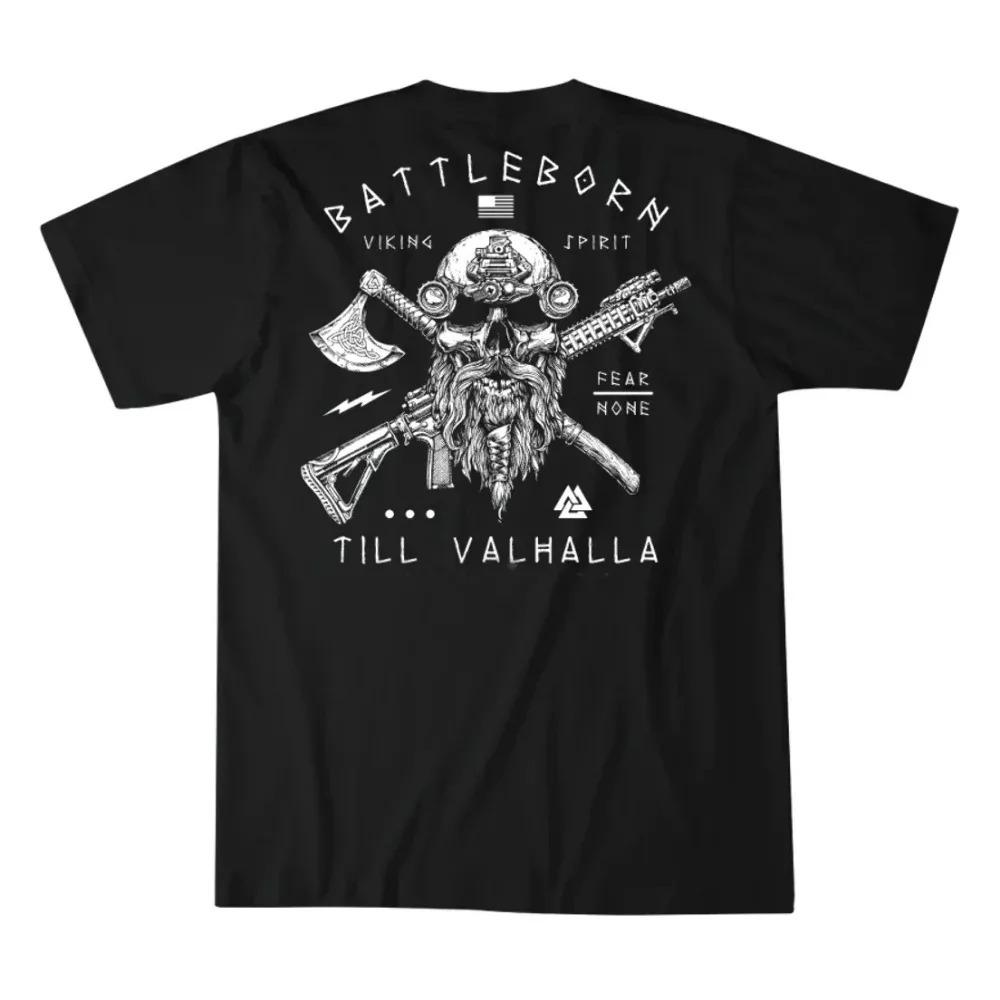 Футболка Til Valhalla Warrior Spirit Battleborn Military Grunt Tactics из 100% хлопка с круглым вырезом и коротким рукавом, повседневная мужская футболка