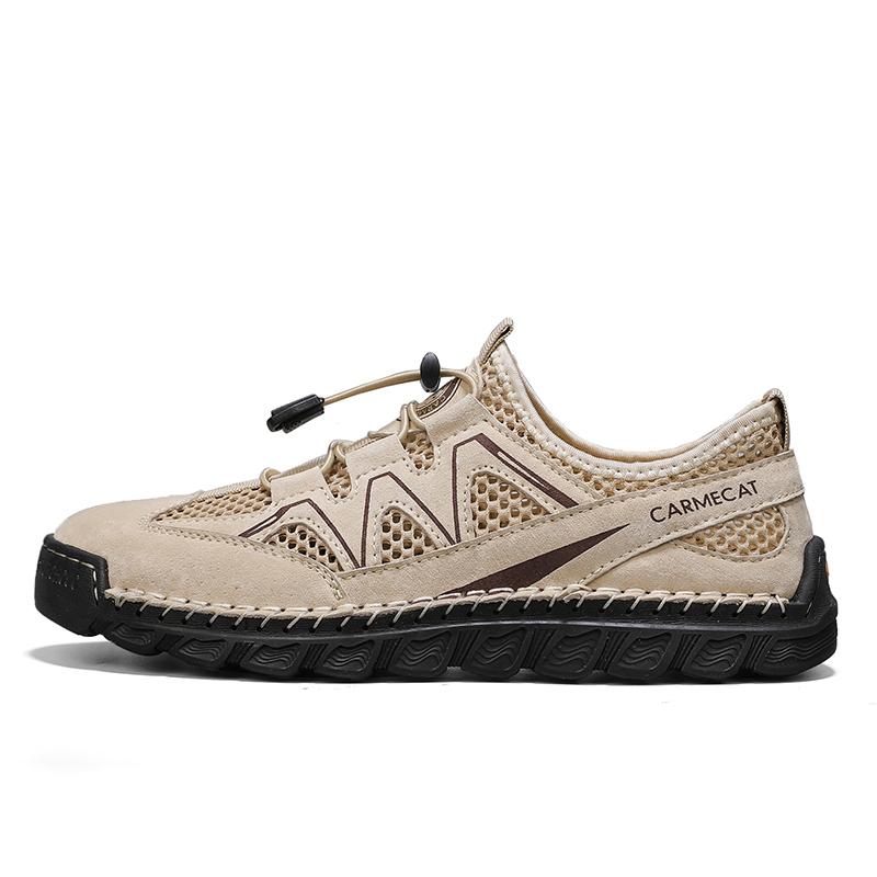 Модная летняя сетчатая обувь большого размера, повседневная стильная мужская обувь, нескользящая, дышащая, удобная обувь для пеших прогулок, сандалии для мужчин 2025 люкс