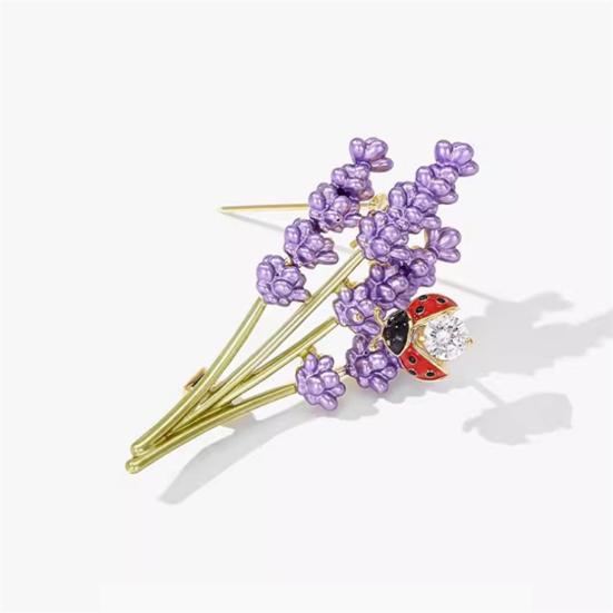 Брошь лаванды с декором в виде божьей коровки, воротник пальто, платье, шарф, шляпа, украшение, булавка, капающее масло, насекомое, цветок, брошь для официальной вечеринки, свадьбы