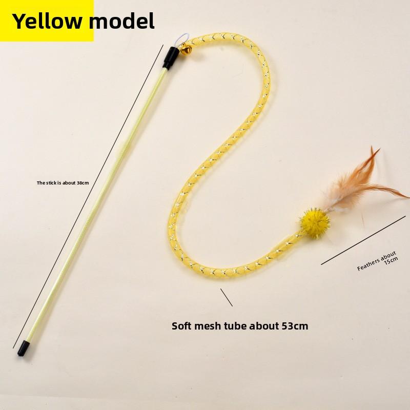 Новая игрушка для кошек на год Змеи, дразнилка для кошек в форме змеи, эластичная сетчатая трубка, шерстяной клубок и перо, интерактивная игрушка для кошек