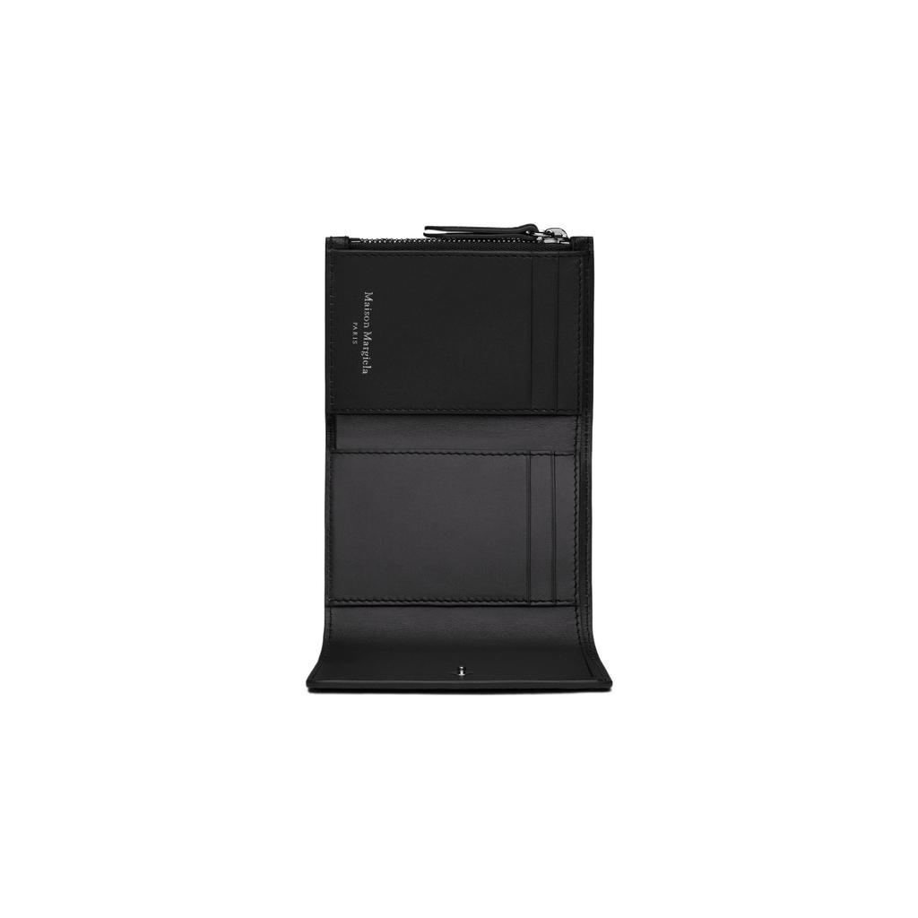 Maison Margiela Signature Four Stitch Button Closure Grain Leather Wallet Women wallet Black SA3UI0017P4745T8013