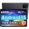 Планшет Android 15 с ОС и экраном, ОЗУ до 1 ТБ, большая батарея 6000 мАч, PD18W, Bluetooth, распознавание лица, беспроводной, подходит для пожилых и детей, 10-дюймовый