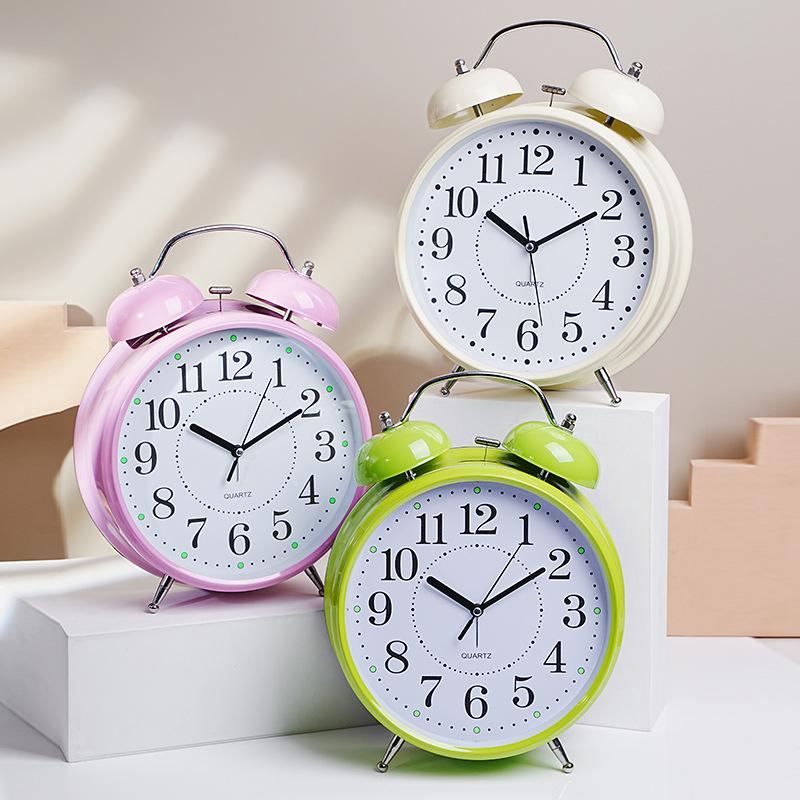 8-Inch metal bell, creative silent alarm clock, student bedroom luminous clock, alarm clock