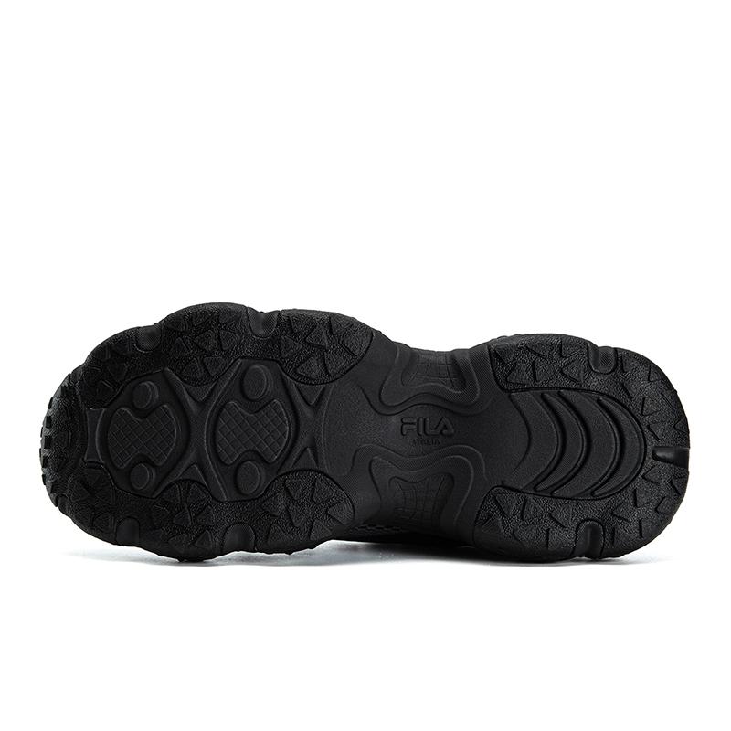 FILA FLUID 7 Abrasion Resistant Lightweight Breathable Low top Chunky Sneakers Women's Black/Shadow Black Gray F12W632103FBK