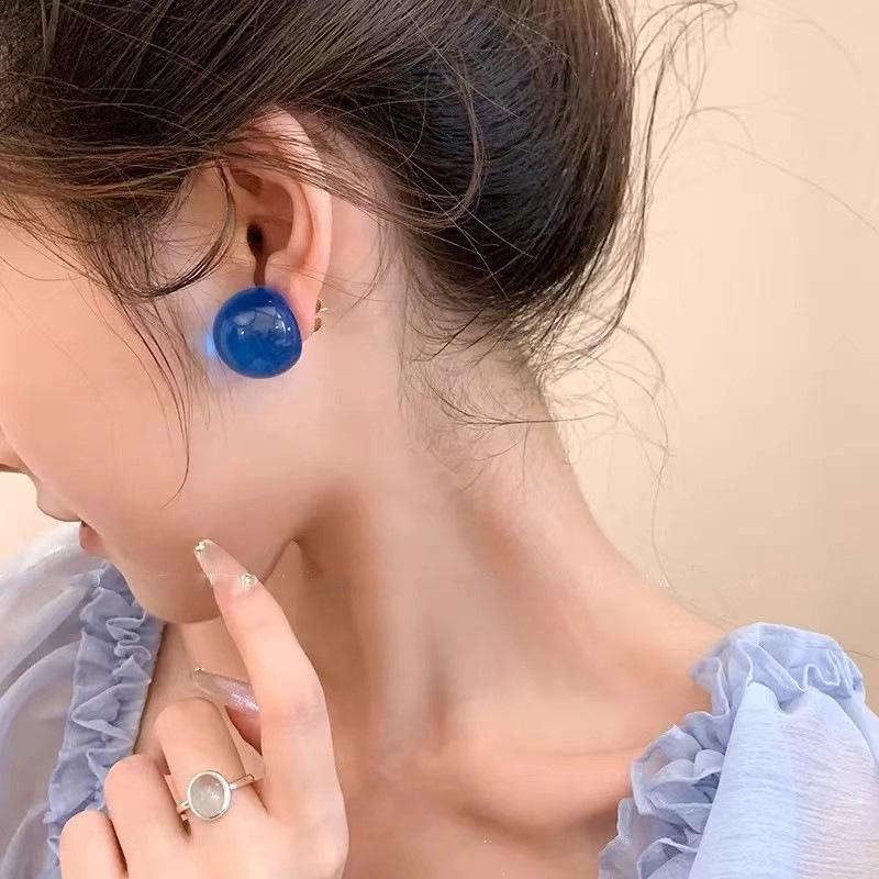 2024 Blue Seaside Vacation Style Stud Earrings for Women - High-End, Fashionable & Simple