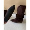 Temperament pleated high boots suede piled boots women's fried street boots new pointed trousers long boots long boots