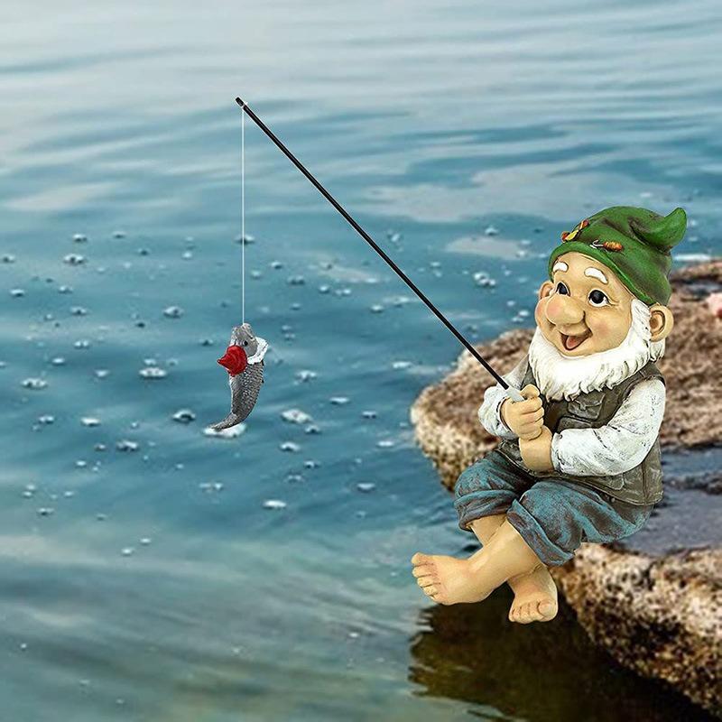 Рыбачащий старик, Белобородый гном, Садовый эльф, Декоративные полимерные фигурки, Дизайн двора, Наружное украшение