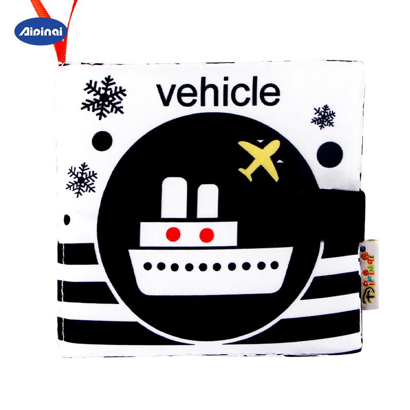 Aipinqi Черно-белая Детская Тканевая Книга Монтессори: Визуальная стимуляция для детей, устойчивая к разрывам