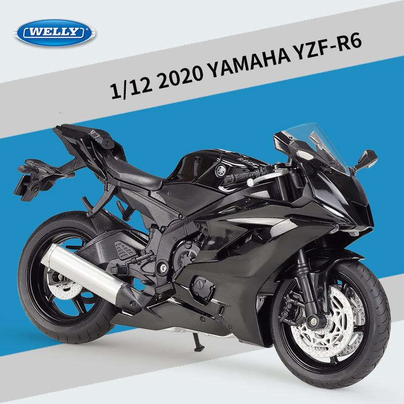 1/12 Scale Welly 2020 YAMAHA YZF-R6 Alloy Motorcycle Model Diecasts Metal Toy Vehicles Motorcycle Model High Simulation Collection Childrens Gifts
