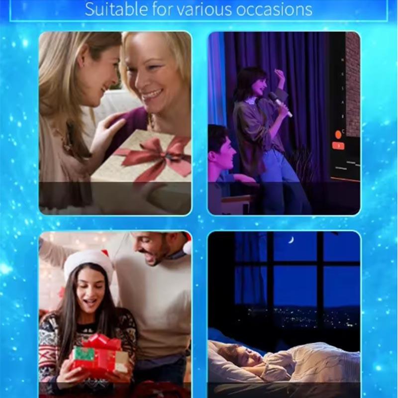 RGB Светодиодный проектор звездного неба с Bluetooth-динамиком, голосовой активацией, окружающим светом, украшения для комнаты, вечеринки, дискотеки, сцены, детский подарок