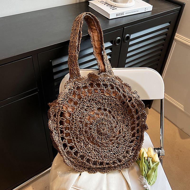Летняя модная женская сумка на плечо большой емкости для пляжного отдыха из соломы