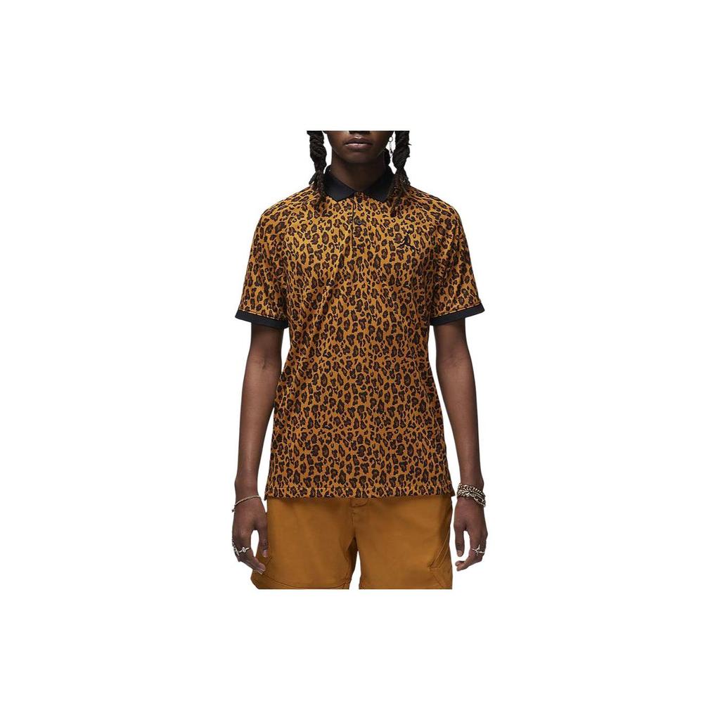 Jordan Dri-FIT Sport All-Over Print Casual Polo Shirt Short Sleeve Men Polo Shirts Desert-Hakki FN5853-754