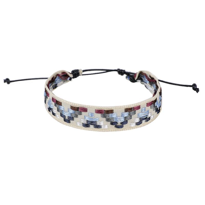 Cross-Border Bracelet Retro Handmade Bracelet Bohemian Printed Fabric Artistic Bracelet Carrying Strap Ethnic Style