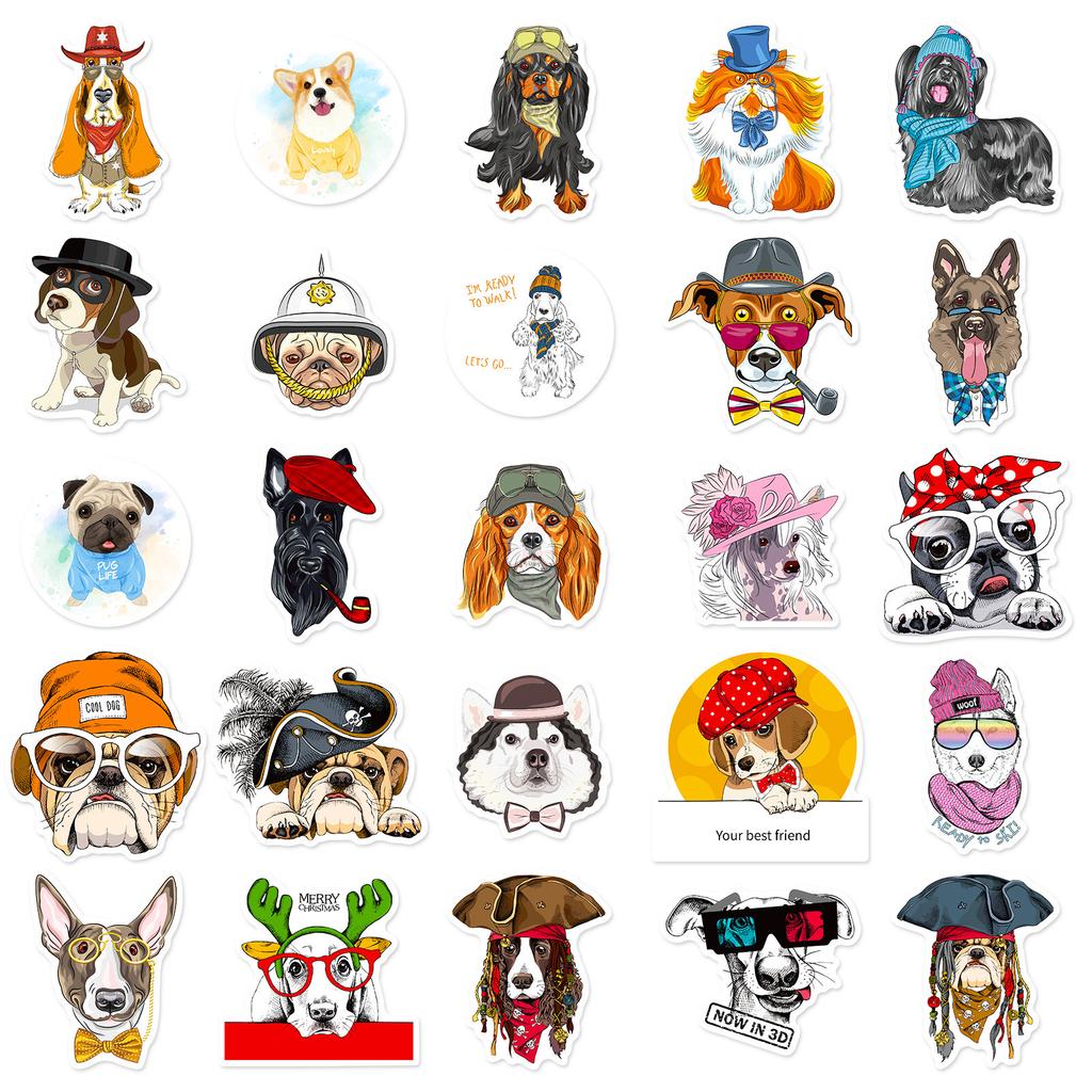 New 50 Pictures of Various Cute Puppies Mixed and Matched Graffiti Stickers Decorative Stickers
