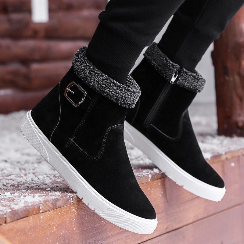 Fashion High-top Snow Boots Men's Winter Plus Velvet Thick Warm Non-slip Cotton Shoes Male Students Fashion Casual Platform Short Boots