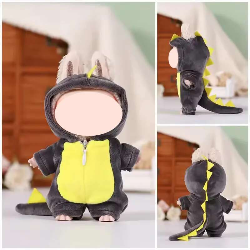 1517Cm Plush Doll Clothes For Labubu Doll'S Clothes Dinosaur Animal Suit Black Suit Rose Crown Outfit Accessories Doll Clothing