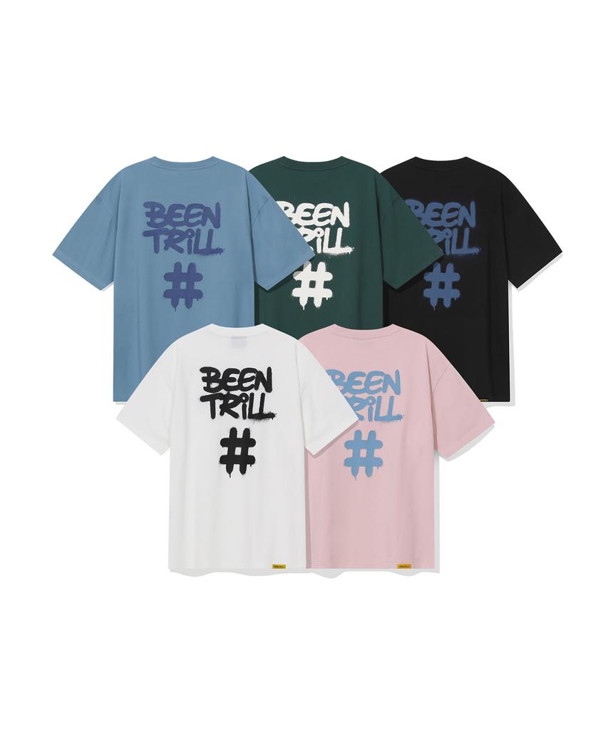 BEENTRILL Спрей Хэштег Оверсайз Футболка с коротким рукавом (Темно-зеленый)