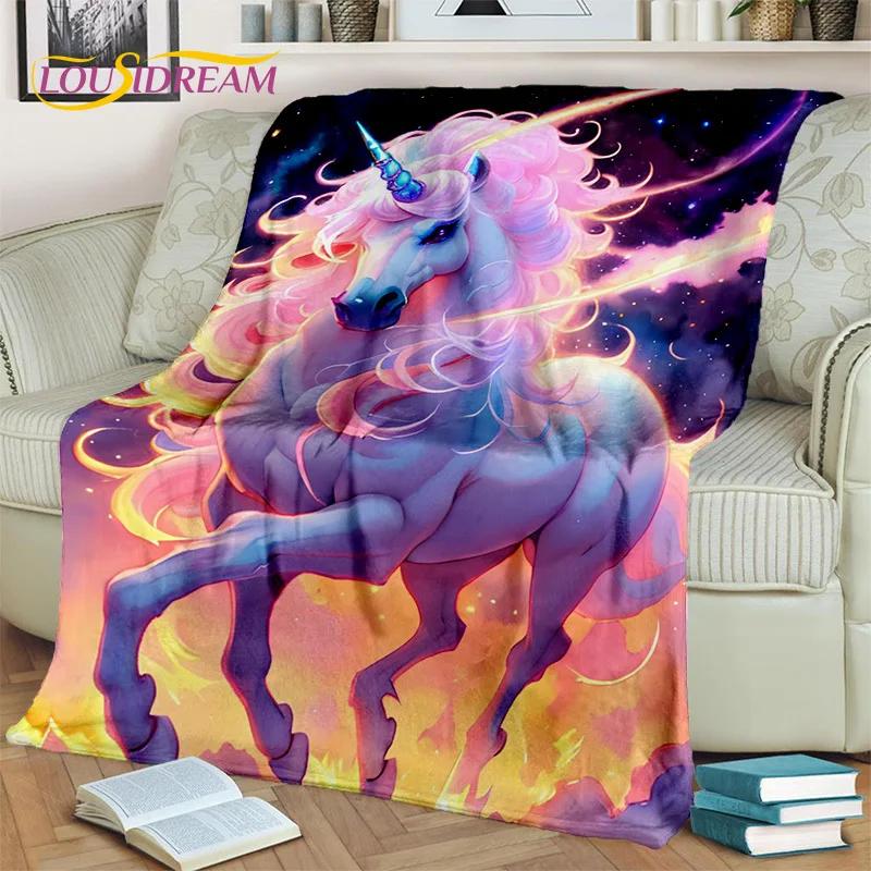 D Cartoon Unicorn Throw Blanket Soft Cozy Blanket for Home Bedroom Picnic Travel Perfect Kids Birthday Gift
