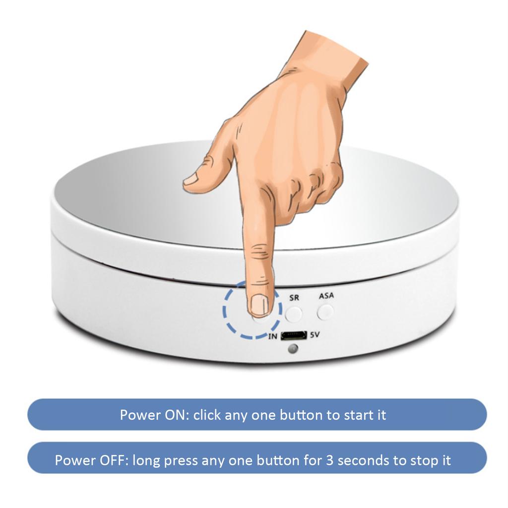 Electric Rotating Display Stand Mirror Surface 3 Speed Regulation 3KG Load Capacity for Photography