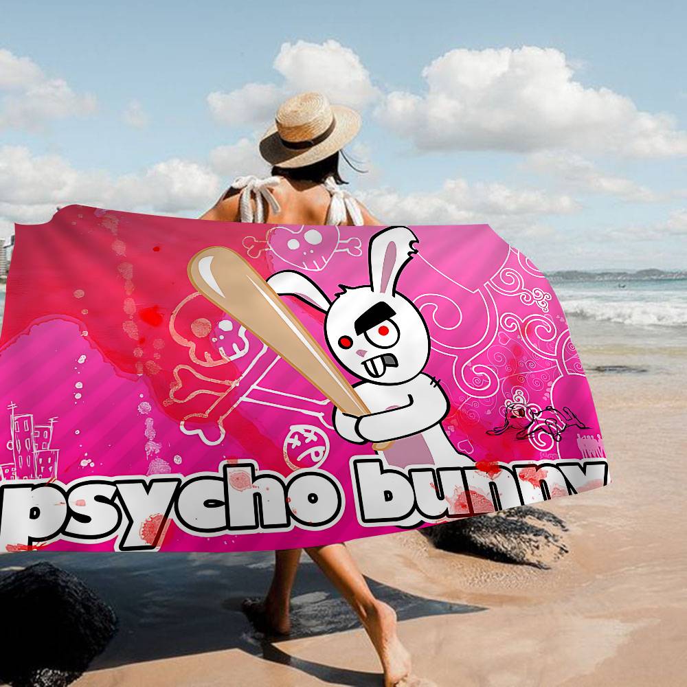 Роскошное модное пляжное полотенце из микрофибры P-Psycho Bunny, впитывающее, быстросохнущее, мягкое, для йоги, плавания, курорта, альпинизма