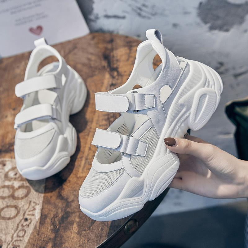 Hollow Shoes Women's Tide New Spring and Summer Breathable Mesh Thick Sole Heightening Sports Sandals