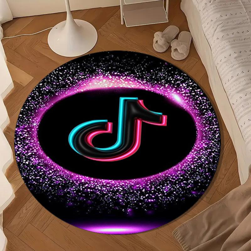 Tiktok Logo Design Round mat, Anti-slip Circle Carpet Chair rug For livingroom,Bedroom, doormat home decor Gift Christmas Gifts