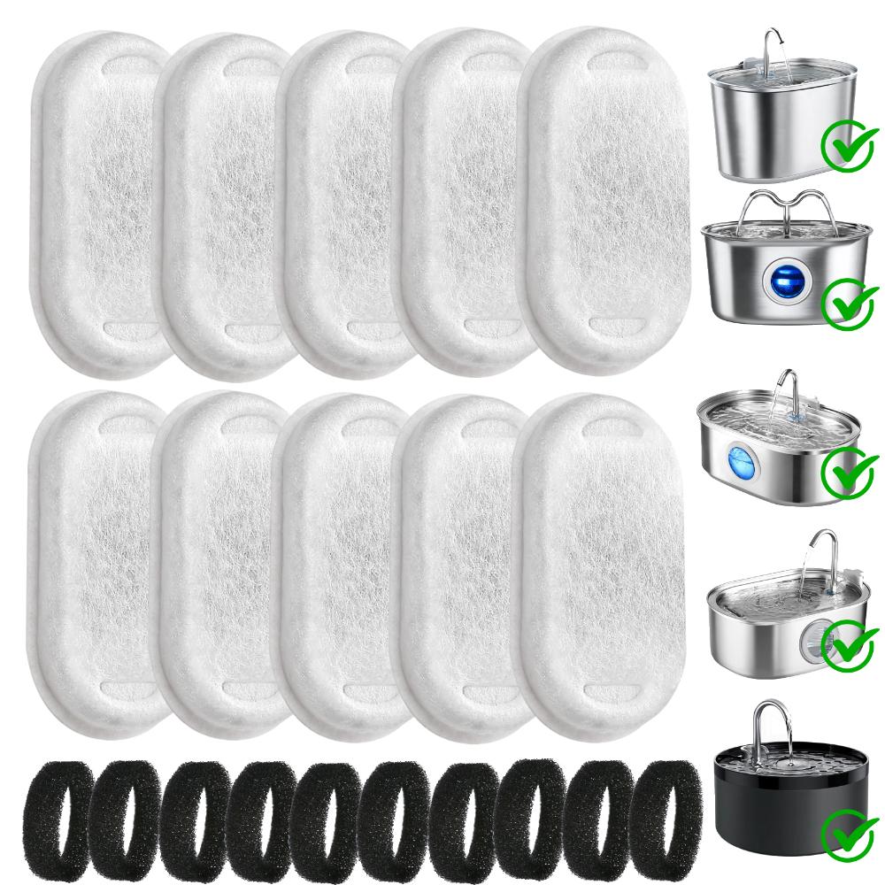 Replacement Filters Cat Water Fountain Filters Element for Stainless Steel Cat Water Fountain Activated Carbon Sponges Filters