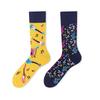 Asymmetric Cartoon Mid-Calf Cotton Socks for Men and Women - Trendy European & American Fashion