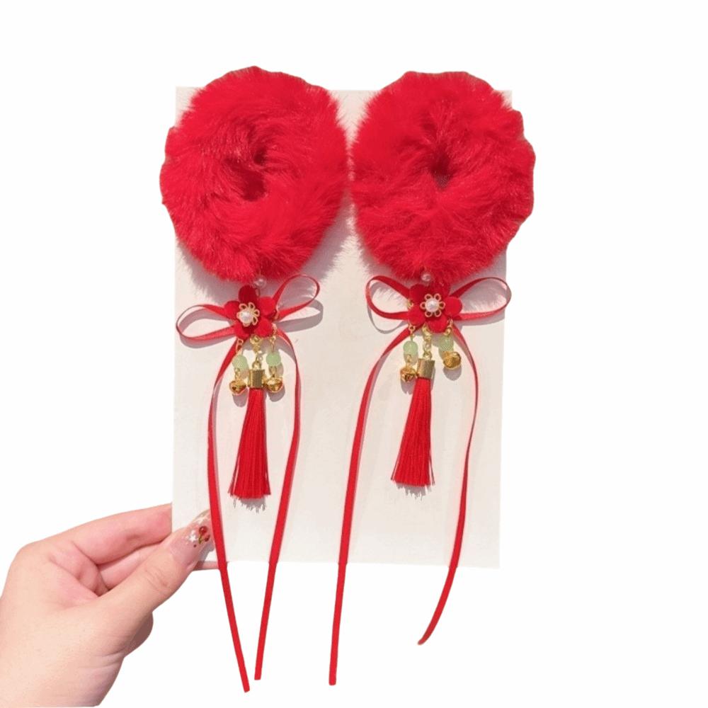 Plush New Year Hair Ties Traditional Children's Hair Ropes  Celebration