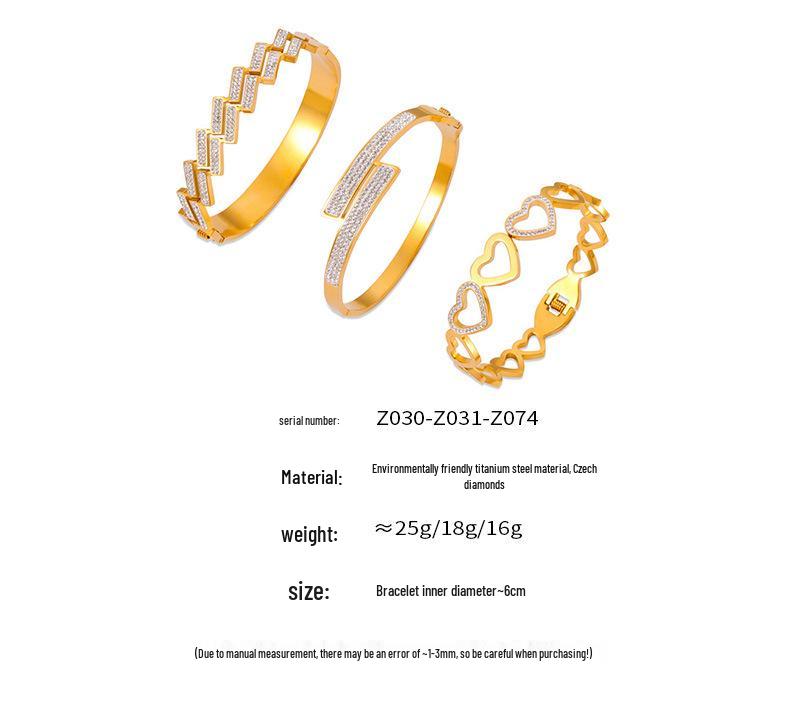 Гонконгский трендовый минималистичный геометрический браслет из титана с золотым покрытием и бриллиантами