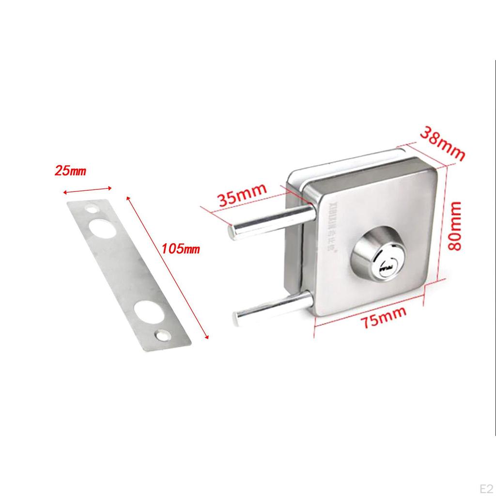 Glass Door Lock Office Stainless Steel Durable Push Sliding Gate for 10mm-12mm