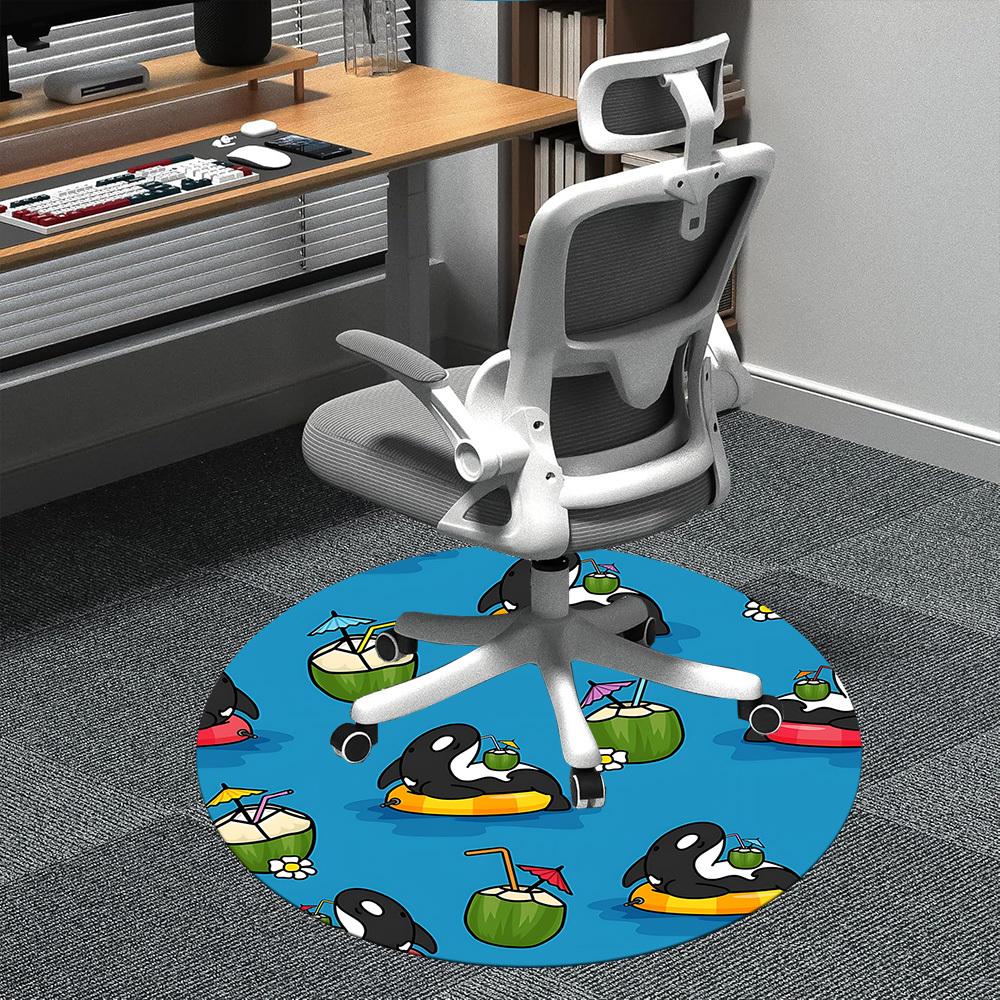 1pc Orca Party Office Round Area Rug, Mat Suitable ForOffice, Under Office Chairs Bedroom Living Room Home Decor, Room Deco