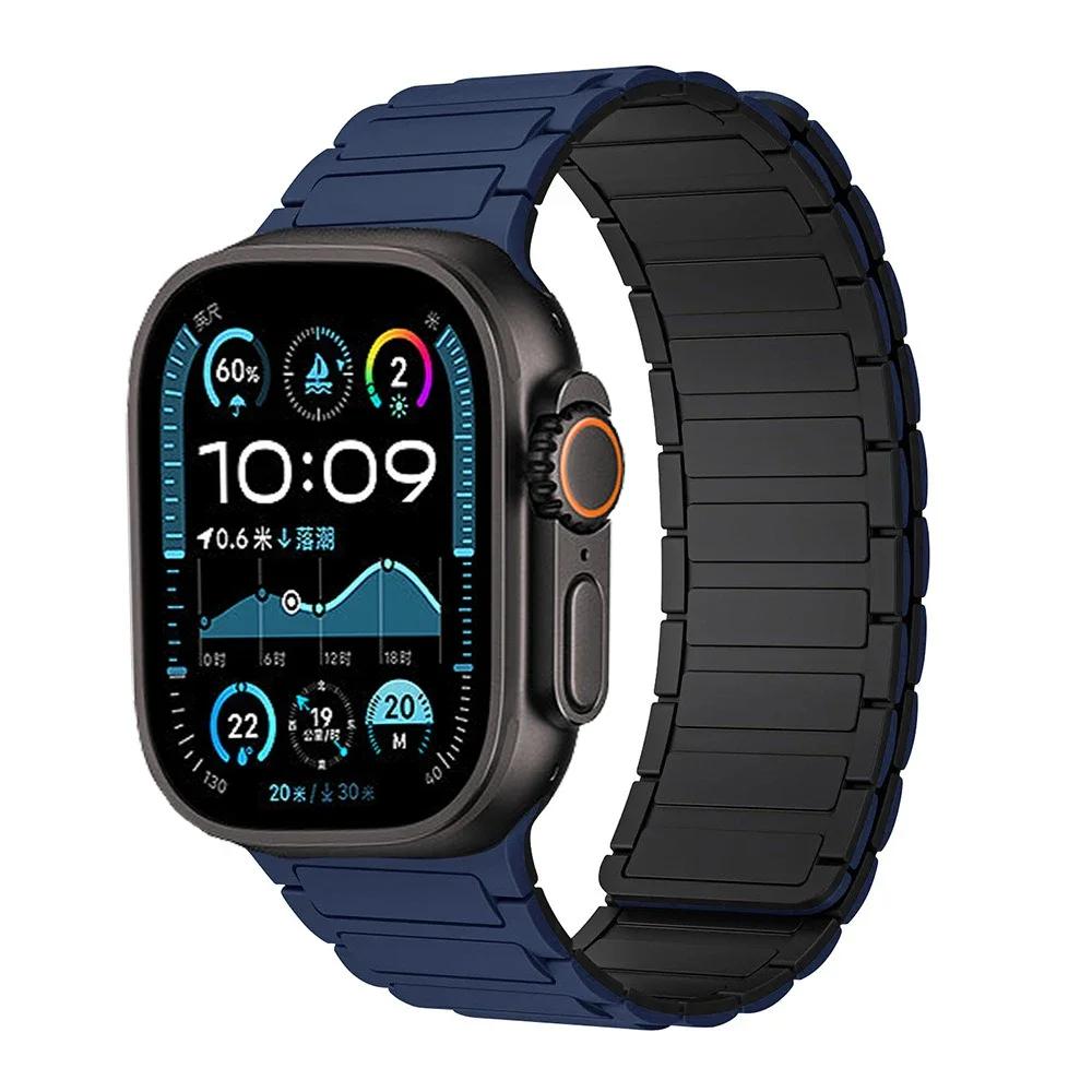 Силиконовый ремешок для Apple Watch Band 49мм 46мм 42мм 45мм 44мм 41 40мм Браслет iWatch Серии 11 10 9 8 7 6 5 4 SE Ultra 3 2 49ММ