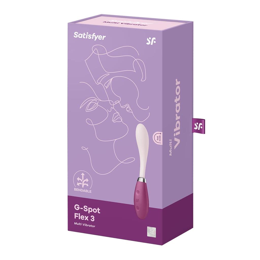 Satisfyer Flex 3 Berry Flexible Vibrator Bendable Slim G Spot Clitoris Simultaneous Stimulation Flexible Flexible Clitoral Orgasm Medium Orgasm Two