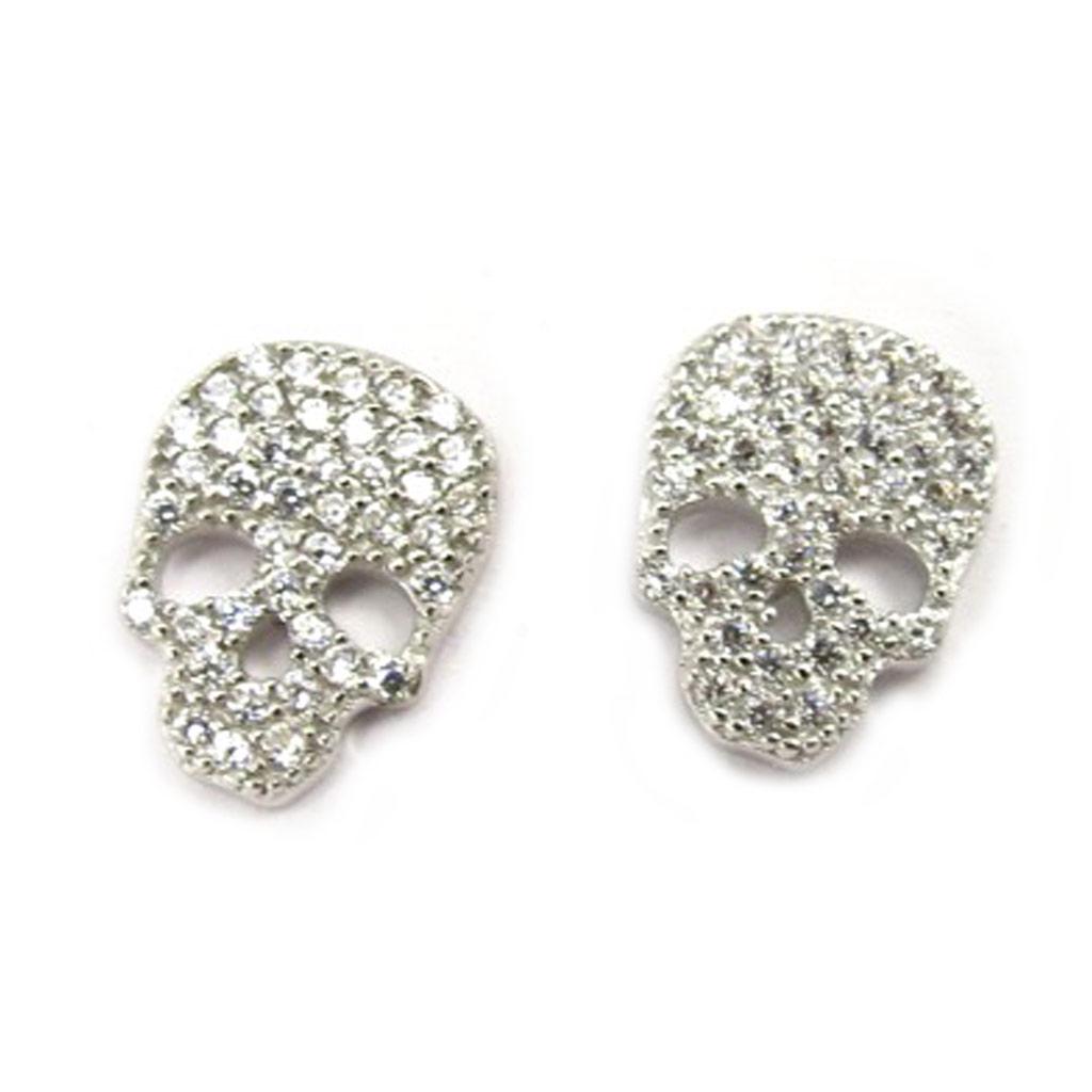 Les Trésors De Lily [K6448] - Серебряные серьги «Череп» (родиевое покрытие) - 11x7 мм